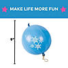 9" Snowflake Blue Latex Punch Ball Balloons with Rubber Band Handles - 12 Pc. Image 2