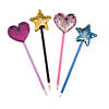 9" Solid Color Plastic Pens with Reversible Sequin Toppers - 12 Pc. Image 1