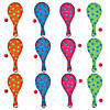 9" Spring Bright Colors &amp; Patterns Paddleball Games - 12 Pc. Image 1