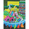 9" Spring Bright Colors &amp; Patterns Paddleball Games - 12 Pc. Image 1