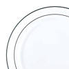 9" White with Silver Edge Rim Plastic Buffet Plates (60 Plates) Image 1