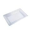 9" x 13" Clear Rectangular with Groove Rim Plastic Serving Trays (15 Trays) Image 1