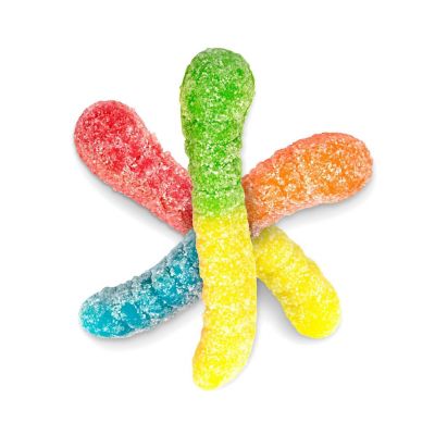 90 Pcs Mini Sour Neon Gummi Worms 2" (1lb) Image 1