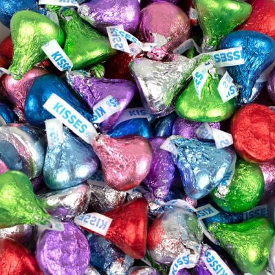 90 Pcs Rainbow Candy Hershey's Kisses Milk Chocolates (1 lb) Image 1