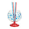 96 oz. Patriotic Reusable BPA-Free Plastic Fishbowl Glass with Straws - 5 Ct. Image 1