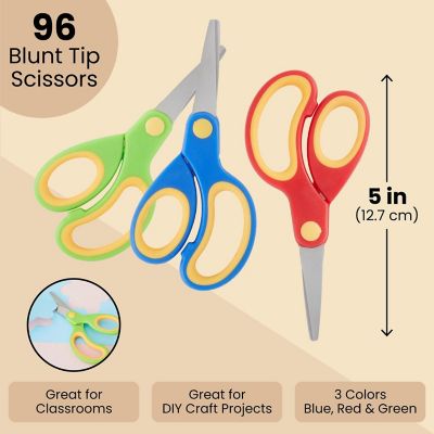 96 Pack Blunt Tip Scissors - Classroom Scissors Bulk Pack for Student Crafts, DIY Art Projects (5 Inch) Image 3