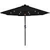 9ft Solar Lighted Outdoor Patio Market Umbrella with Hand Crank and Tilt  Black Image 1
