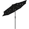 9ft Solar Lighted Outdoor Patio Market Umbrella with Hand Crank and Tilt  Black Image 1
