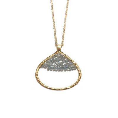 A Blonde and Her Bag Jewelry - Grey Crystal Bead Teardrop Pendant Necklace Image 1