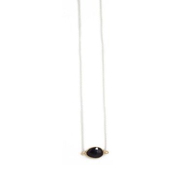 A Blonde and Her Bag Jewelry - Mrs. Parker Simple Chain Necklace in Black Onyx / Sterling Silver Chain / Spring Ring Image 1