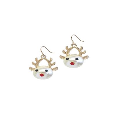 A Blonde and Her Bag Jewelry - Pearl Reindeer Holiday Earring Image 1