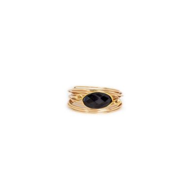 A Blonde and Her Bag - Torrey Ring in Black Onyx / Size 7 / Gold Over Copper Tarnish Resistant Image 3