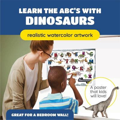 ABC Dinosaur Poster, Watercolor Dinosaur Pictures with Alphabet Image 1