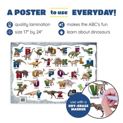 ABC Dinosaur Poster, Watercolor Dinosaur Pictures with Alphabet Image 2