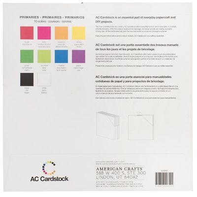 AC Smooth Cardstock 12"X12" 60/Pkg-Primaries Image 1