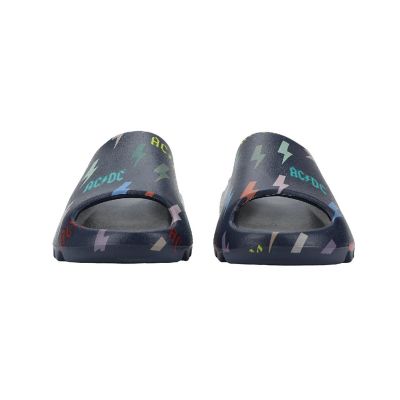 ACDC Rainbow Thunderbolt Logos Men's Blue Slide Sandals<br/>-Large Image 2