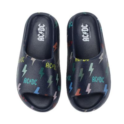 ACDC Rainbow Thunderbolt Logos Men's Blue Slide Sandals<br/>-Small Image 1