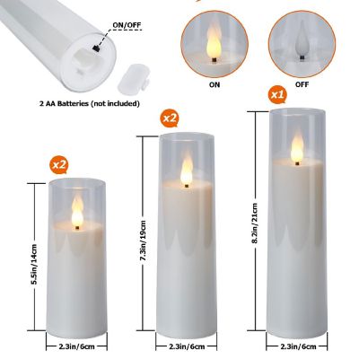 Acrylic Shell Pillar Flameless Candles White Image 1