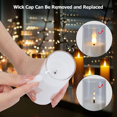 Acrylic Shell Pillar Flameless Candles White Image 2