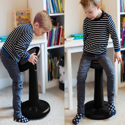 Active Chairs Wobble Stool for Kids, Flexible Seating Improves Focus and Helps ADD/ADHD,  17.75-Inch Pre-Teen Chair, Ages 7-12, Black Image 1