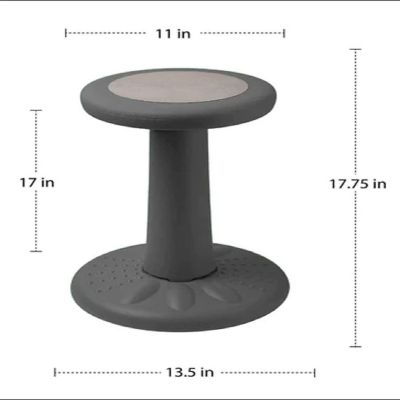 Active Chairs Wobble Stool for Kids, Flexible Seating Improves Focus and Helps ADD/ADHD,  17.75-Inch Pre-Teen Chair, Ages 7-12, Gray Image 2