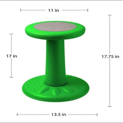 Active Chairs Wobble Stool for Kids, Flexible Seating Improves Focus and Helps ADD/ADHD,  17.75-Inch Pre-Teen Chair, Ages 7-12, Green Image 1