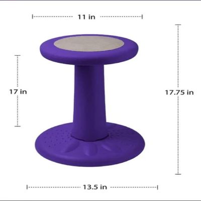 Active Chairs Wobble Stool for Kids, Flexible Seating Improves Focus and Helps ADD/ADHD,  17.75-Inch Pre-Teen Chair, Ages 7-12, Purple Image 1