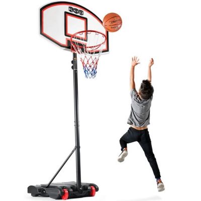 Adjustable Basketball Hoop for Kids with Stand - Freestanding Weather Resistant Hoop - Set to 5ft 9in and 6ft 9in Portable with Wheels Image 1