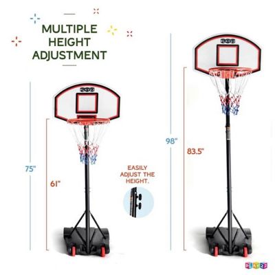 Adjustable Basketball Hoop for Kids with Stand - Freestanding Weather Resistant Hoop - Set to 5ft 9in and 6ft 9in Portable with Wheels Image 2