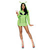 Adult Green Alien Hoodie Dress Image 1