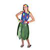 Adult&#8217;s Banana Leaf Hula Polyester Skirt & Leis Set - 5 Pc. Image 1