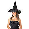 Adults Black Witch Hat with Bow & Feather Image 1