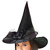 Adults Black Witch Hat with Bow - One Size Image 1