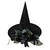 Adults Black Witch Hat with Rose & Ribbon Image 1