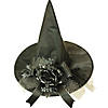 Adults Black Witch Hat with Rose & Ribbon Image 3