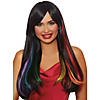 Adults Brown Long Straight Wig with Hidden Rainbow Image 1