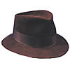 Adults Deluxe Brown Fedora Hat - Small Image 1