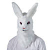 Adults White Rabbit Moving Mouth Overhead Mask - One Size Image 1