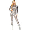 Aduts LaserCut Metallic Catsuit Image 1