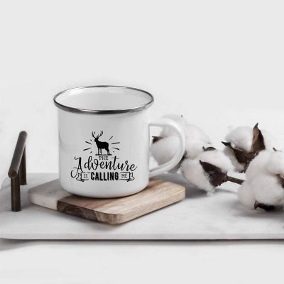 Adventure Awaits Metal Camping Mug Image 1