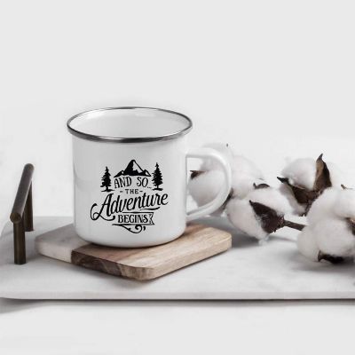 Adventure Begins Metal Camping Mug Image 1