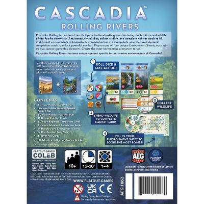 AEG: Cascadia: Rolling Rivers - Puzzly Flip-Roll-Write Board Game, Ages 10+ Image 1