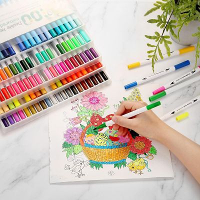 AGPtEK 100 Colors Dual Tip Brush Marker Pens with 0.4 Fine Tip Image 2