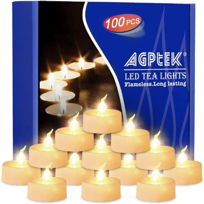 AGPtek 100pcs Warm White LED Candles Small Tea Lights Image 1