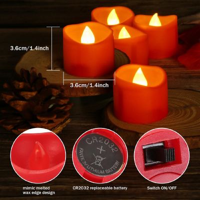 AGPtek 12pcs LED Amber Yellow Flameless Tealight Candles with Timer and 100 Fake Rose Petals Image 2