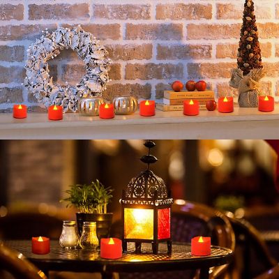AGPtek 12pcs LED Amber Yellow Flameless Tealight Candles with Timer and 100 Fake Rose Petals Image 3