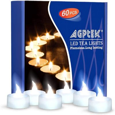 AGPtek 60pcs Cool White Flameless LED Candles Tea Lights Image 1