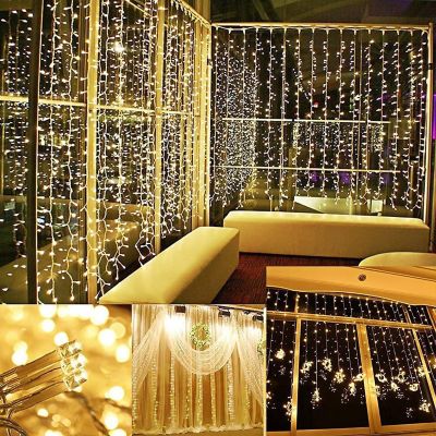 AGPtEK Curtains Light 3Mx3M 300 LED Starry Fairy Lights for Indoor Outdoor Decorations Warm White Image 1