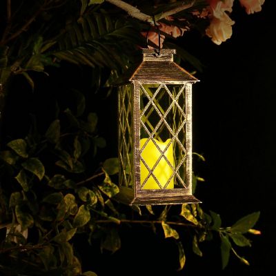 AGPtEk Solar Lantern Hanging LED Flameless Candle Lights Waterproof Outdoor Image 3