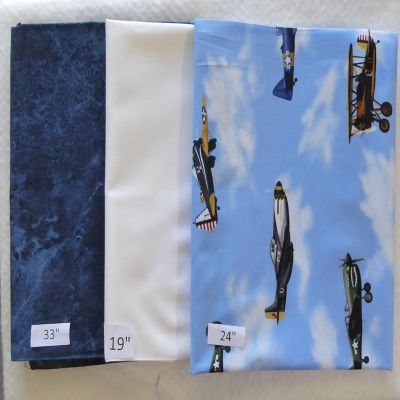 Airplanes Blue White 2 Yards 4 inch Cotton Fabric Last of the BestEnd of Bolt Image 1